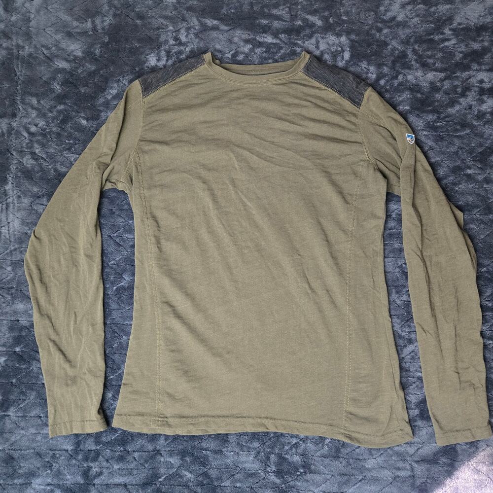 Kuhl Lightweight Organic Cotton Men's Green Long Sleeve Shirt Logo - Size M